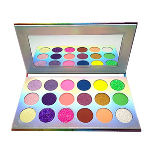 New custom 18 color fluorescent eye shadow plate high gloss matte pearlescent rainbow plate luminous makeup plate