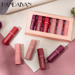 HANDAIYAN 6 Colors Simple Smooth Matte Lipstick Set Velvet Matte Makeup Lipstick Waterproof Pigment Long Lasting Lipstick