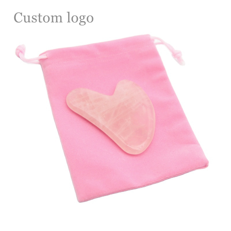 Hot Selling Gau Sha Natural Rose Quartz Pink Jade Gua Sha Black Stone Scraping Massage Facial Tool