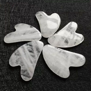 High Quality Clear Crystal Gua Sha Facial Tool Beauty Face Massager White Crystal Jade Private Label Guasha Stone