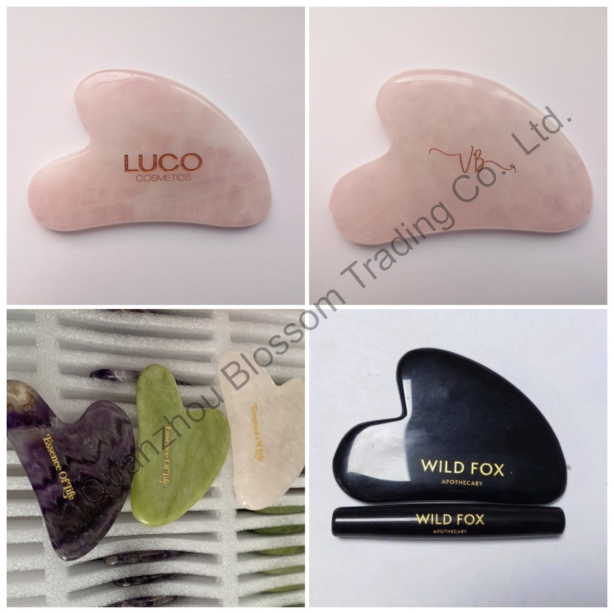 Hot Selling Gau Sha Natural Rose Quartz Pink Jade Gua Sha Black Stone Scraping Massage Facial Tool