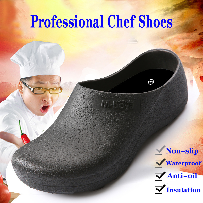 Bomei  Wholesale Non Slip Oil Resistant Best PVC Men Hotel Work Kitchen Chef Shoes For Cooking