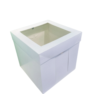 hot sale various size high white cake box with lid durable birthday cake tall paper box with transport window