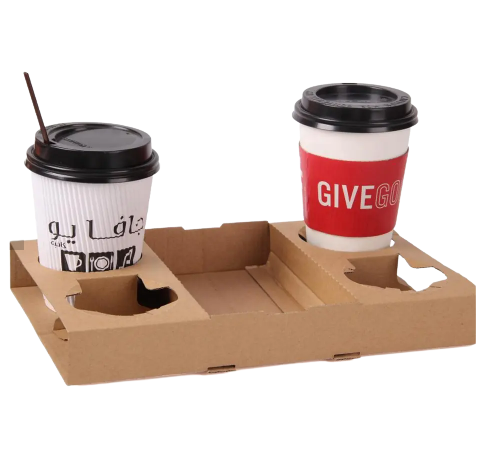 Factory Price Corrugated Paper 4 Cup Coffee Paper Carrier Cup Holder Tray Cup Carton Box for Takeaway Beverage Drinks