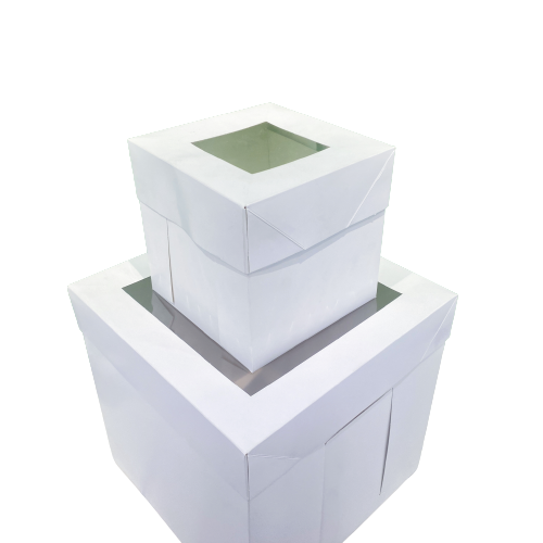 hot sale various size high white cake box with lid durable birthday cake tall paper box with transport window