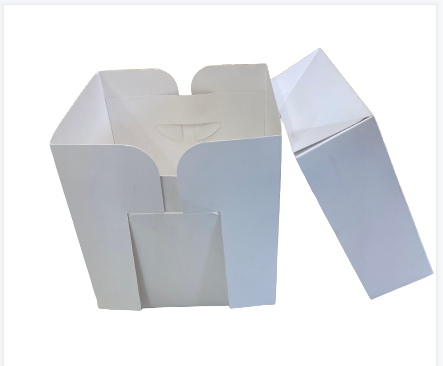 hot sale various size high white cake box with lid durable birthday cake tall paper box with transport window