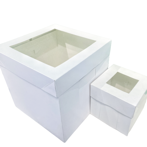 hot sale various size high white cake box with lid durable birthday cake tall paper box with transport window