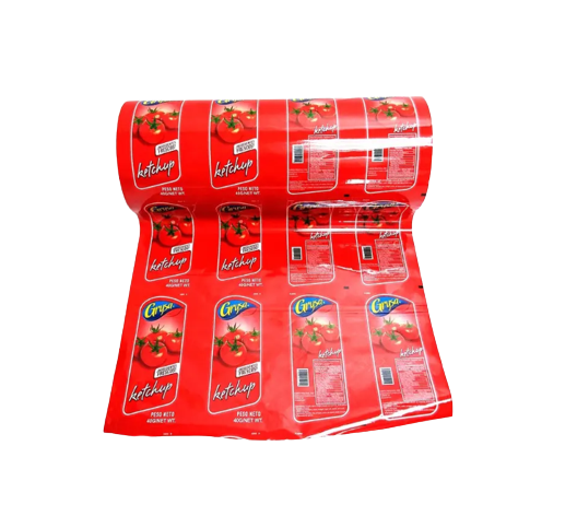 Custom printing aluminum foil laminating plastic film roll for liquid sachet tomato paste automatic packaging materials