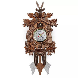 Quartz Movement Wooden Handcrafted Vintage Pendulum Cuckoo Wall Clock with Bird Sound