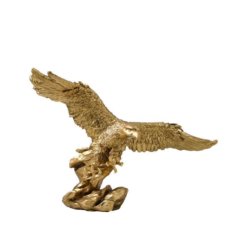 Custom Resin crafts golden brown color Eagle Statue Desk  Shelf Room Coffee Table Eagle Scout Gifts Ideas Patriotic Eagles Decor