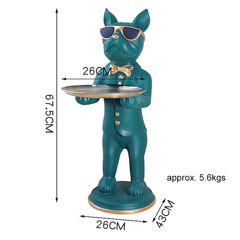 wholesale Modern Abstract Home Decor Resin Craft Sculpture French Bulldog Figurine waiter dog Floor ornaments