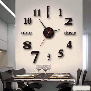 silver black clock Removable Acrylic Mirror Setting Wall Sticker Decal 3D Stereo Mirror Sticker for Home Living Room Bedroom