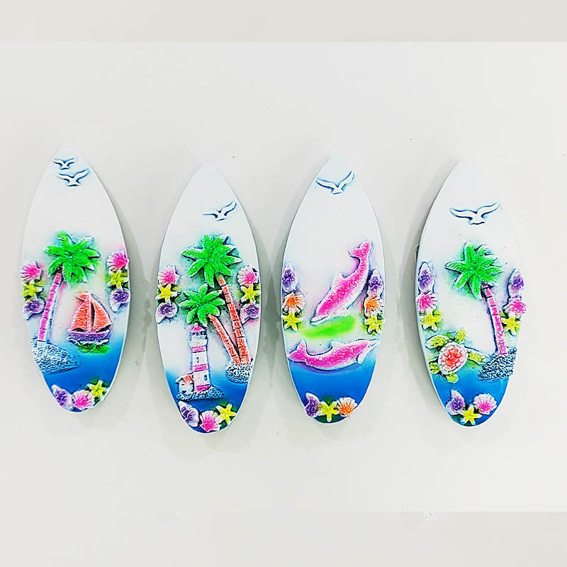 Wholesale Customized Logo puerto rico Beach Tourist Souvenirs resin craft surfboard lighthouse 3D high quality Fridge Magnet