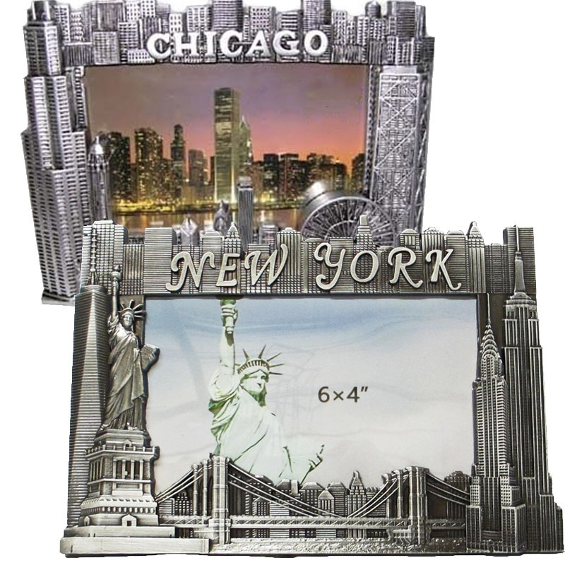 3d resin hand painted photo frame Washington DC landmark Souvenir American Los Angeles Chicago New York 4x6