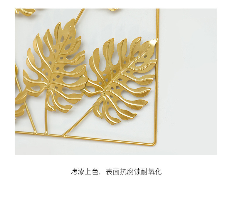 Cheap gold iron Leaf Walls Sculptures Home Decors Bedroom Yard accent Cabinet Floral Decorative Leaves Metal Wall Art Decors