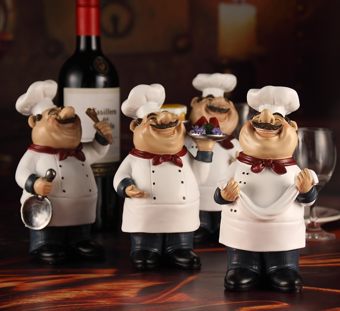 customized Resin Chef Figures Ornament Chef Statue Kitchen Decor Figurine Cook Model Statue Home Decor for Kitchen Restaurant