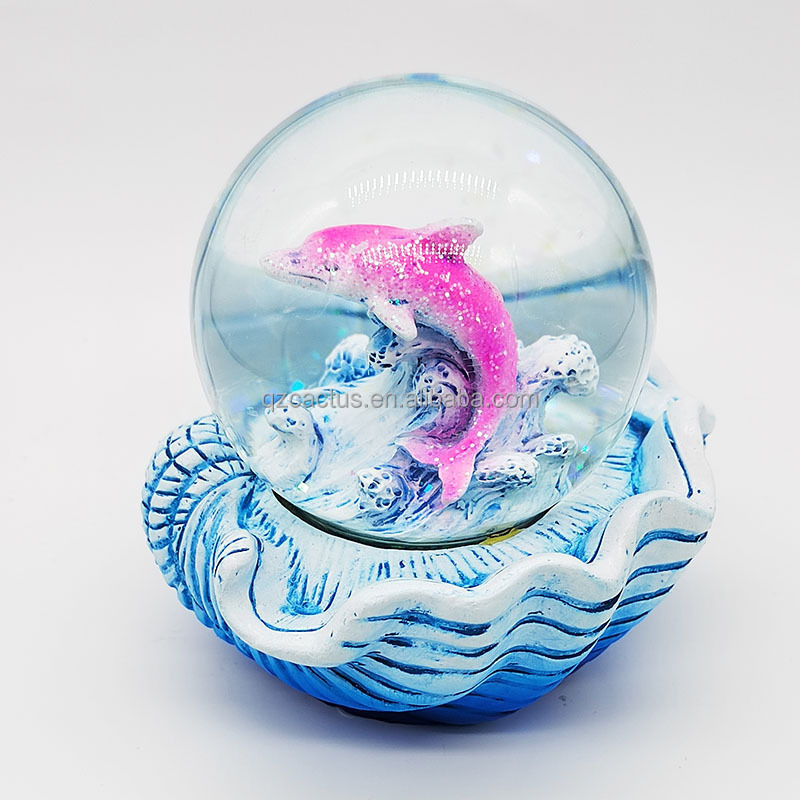 Wholesale custom Bahamas ocean animal shape shell beach trinket box fridge magnet souvenir sand ball water glitter snow globe