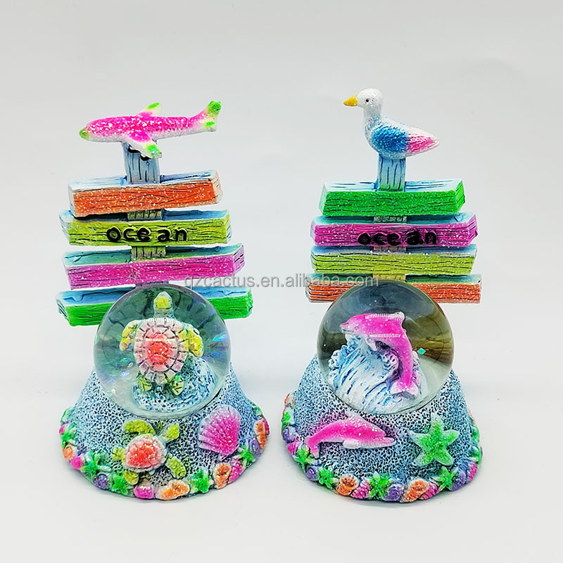 Custom Snow Globe seaside Tourist Gifts Resin turtle beach snow globe souvenirs snowball marine style ocean life snow globe