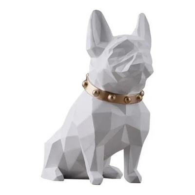 Custom Nordic Abstract Geometric Sculpture Resin Dog Statue Modern Ornament Craft Minimalist pink French Bulldog Sculpture