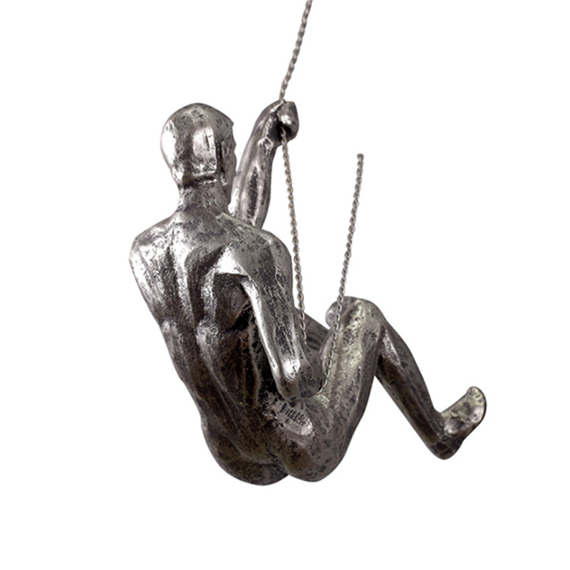 Modern metal art interior decorative wall hanging climbing man bronze sculpture wall decoration