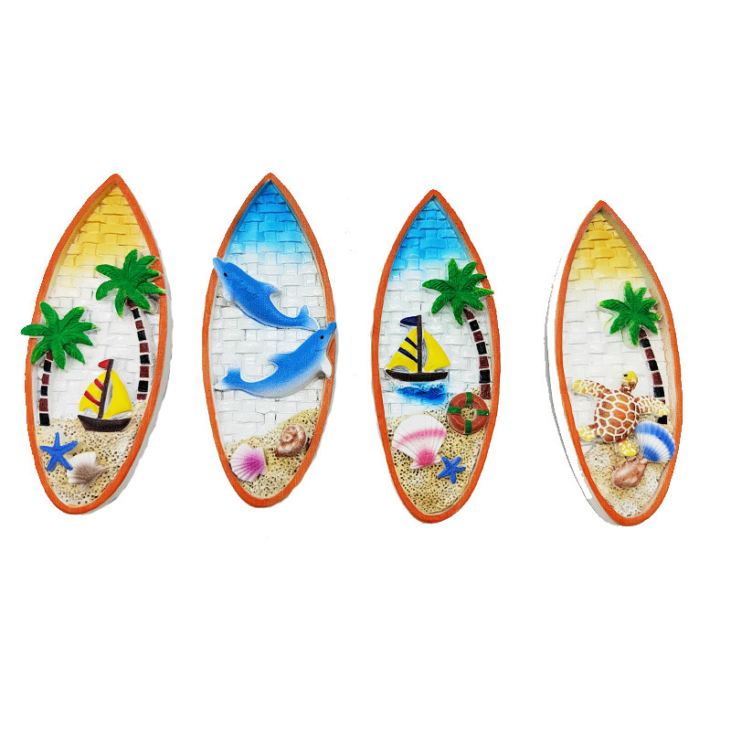 Wholesale Customized Logo puerto rico Beach Tourist Souvenirs resin craft surfboard lighthouse 3D high quality Fridge Magnet