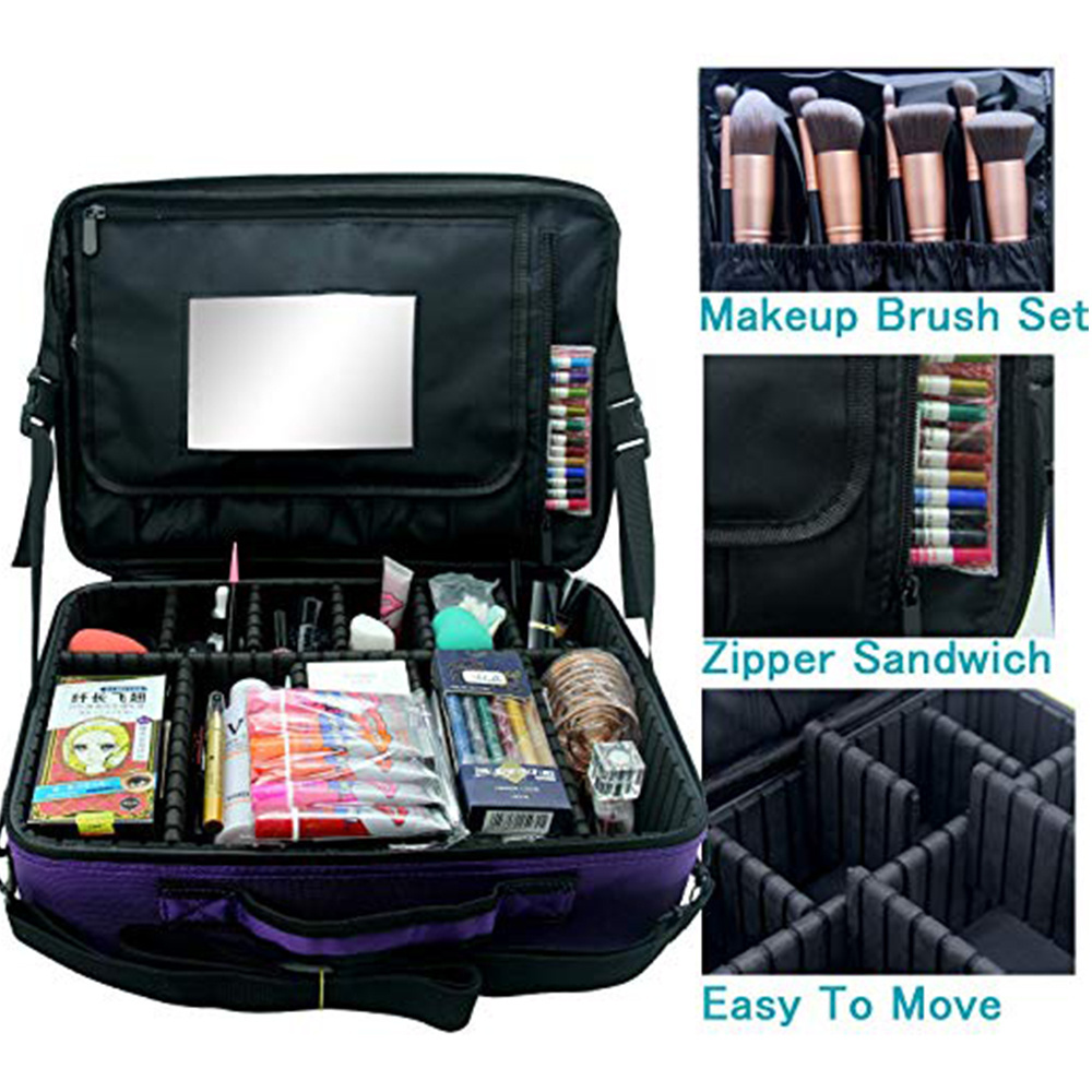 small and Large capacity Multi Functional Professional Makeup case 2 3 layer Make Up Artist Box Organizer Cosmetic bag