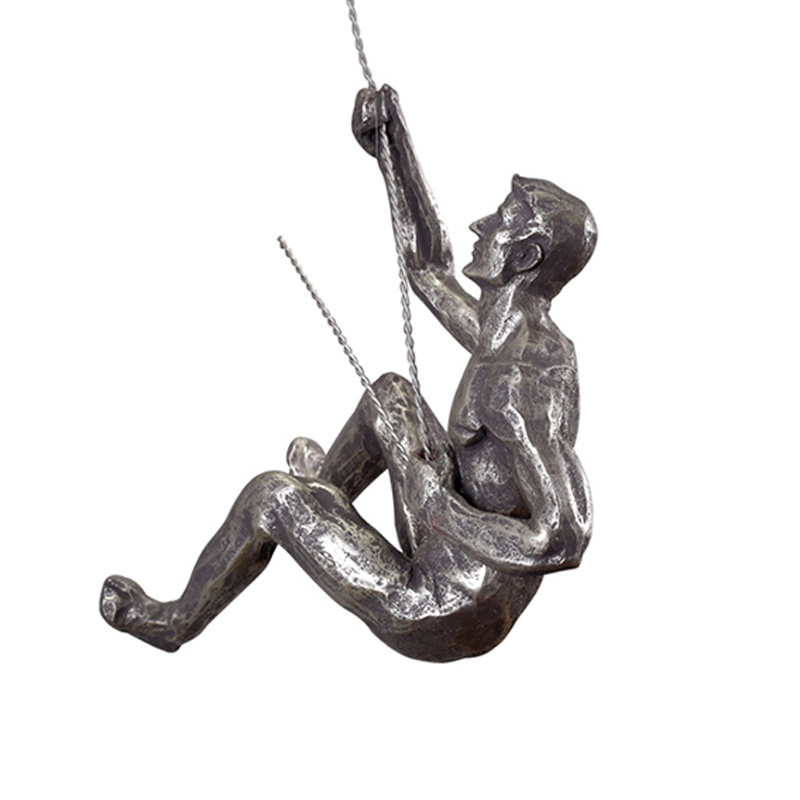 Modern metal art interior decorative wall hanging climbing man bronze sculpture wall decoration