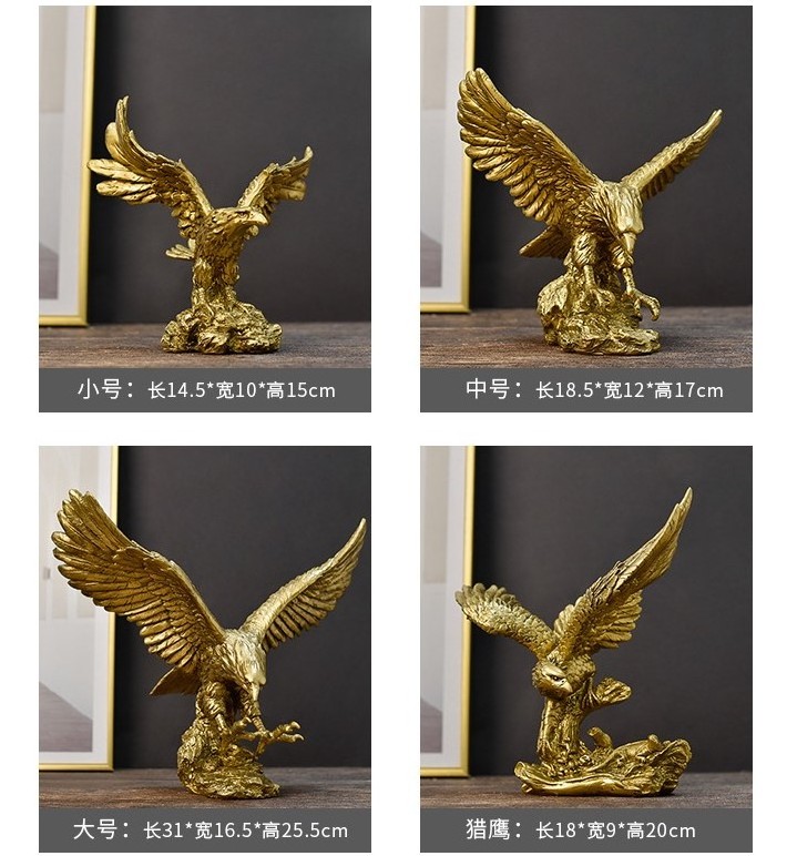 Custom Resin crafts golden brown color Eagle Statue Desk  Shelf Room Coffee Table Eagle Scout Gifts Ideas Patriotic Eagles Decor