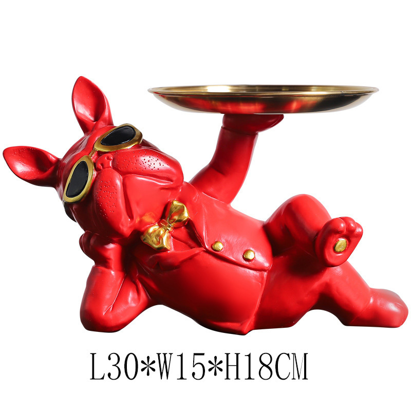 customized Fashion Statue Desk Sundries Container Resin Sculpture Decor french bulldog storage tray home accessories