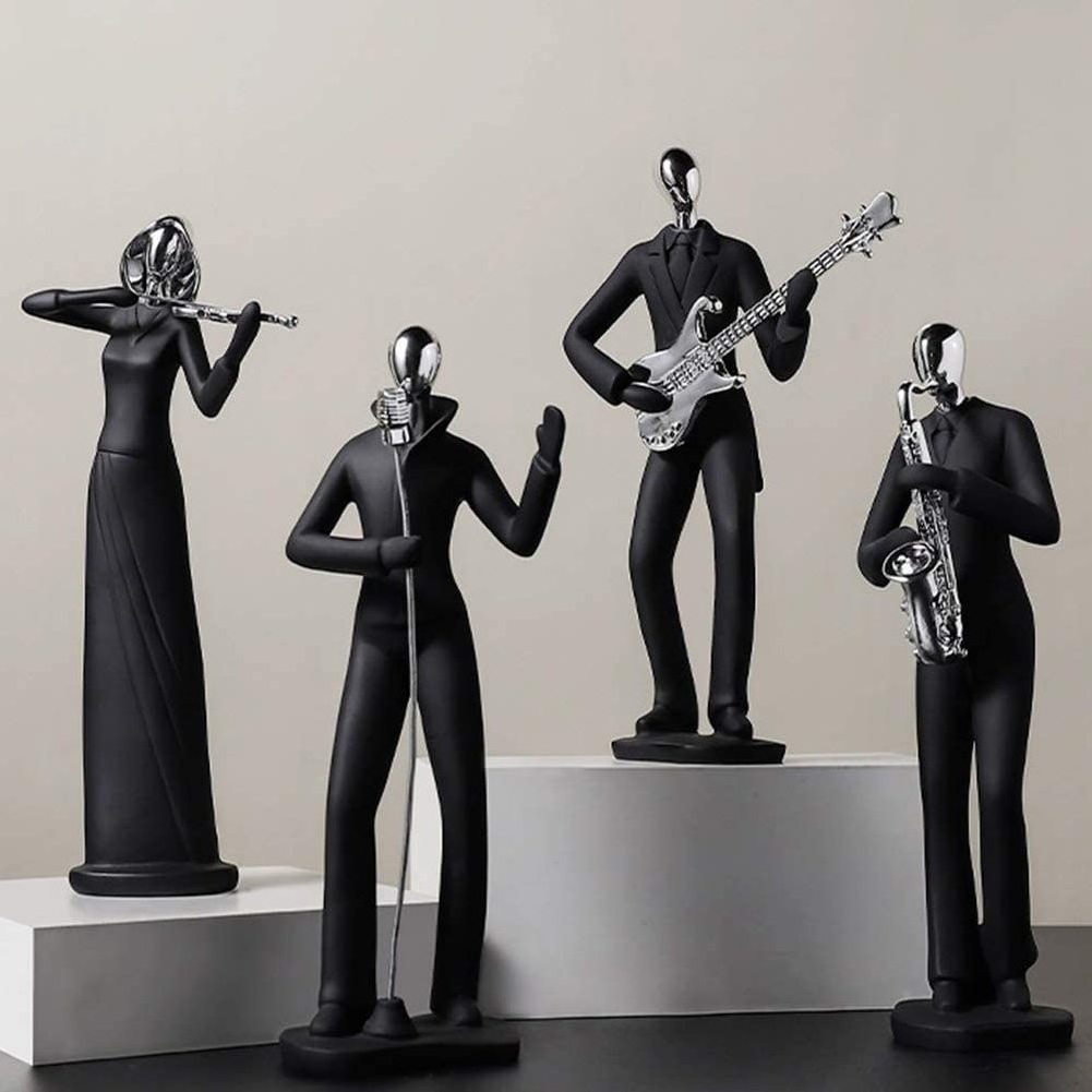 Musician Guitarist Statue Saxophone Player Resin Figure Singe collectible Abstract Jazz Band Statue club gift home decorative