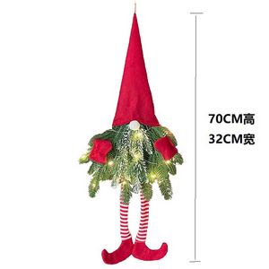 Christmas decorations elf wreath long legs face less gnomes old man Christmas pendant Christmas wall hanging door pendant