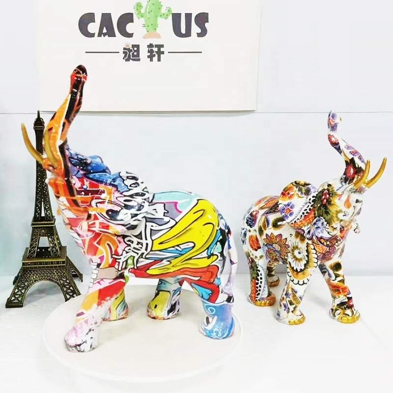 French Bulldog Statue gift graffiti Resin elephant Colorful dog animal  figurine for Home Living Room Bedroom Office Decor