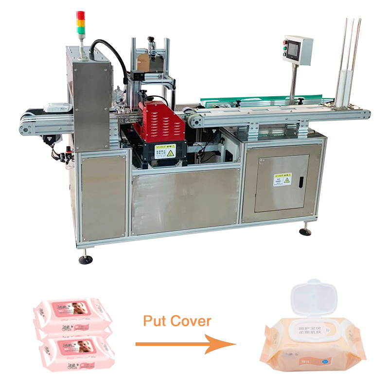 Full automatic wet wipe making machinery production line automatic baby wipes stickers cover lid machine