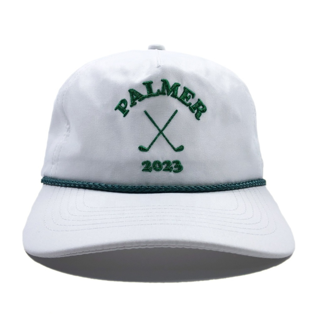 OEM fashion white waterproof polyester unstructured sport baseball cap with embroidery logo custom 5 panel dad hat with rope