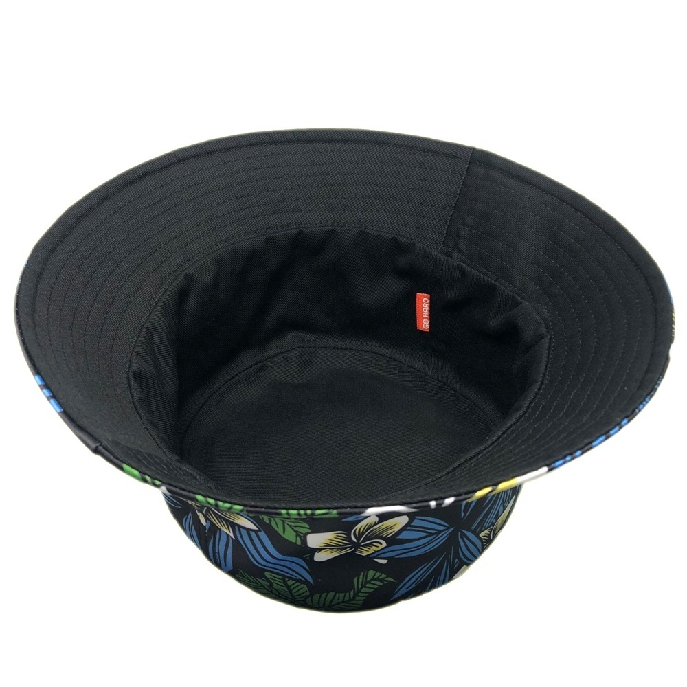 OEM polyester woven label logo sublimation printed custom reversible bucket hat