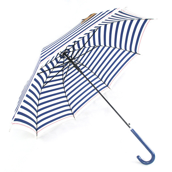 2024 High Quality Customize Logo Auto Open Windproof Walking Stick Wear Resistant Stripe Straight Golf Umbrella