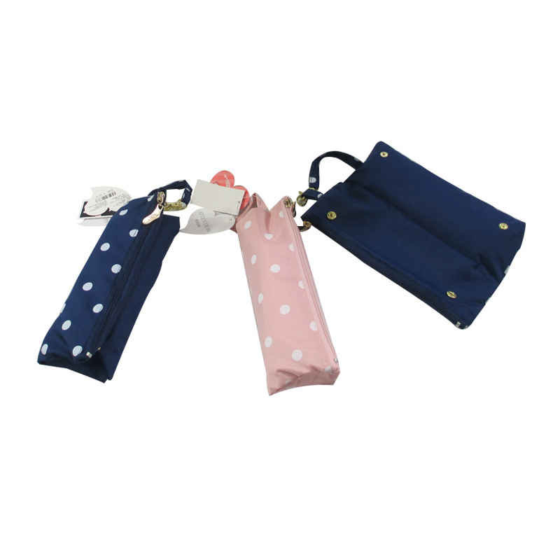 Japanese Korean style small pocket travel 5 folding fabric case umbrella