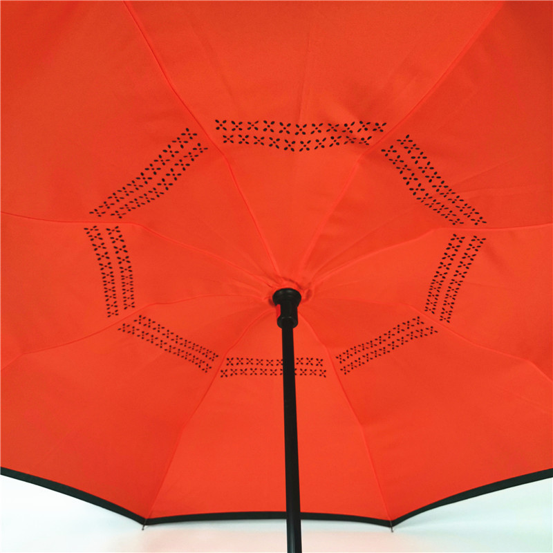 2023 superstrength Double layer reverse windproof and waterproof umbrella OEM C handle upside down inverted umbrella