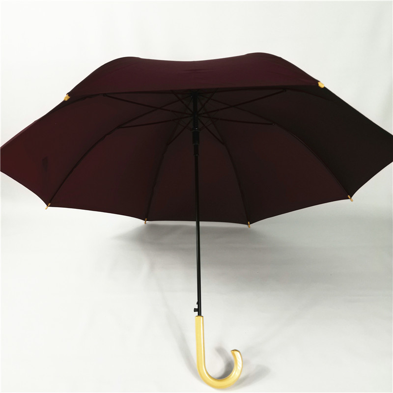 high quality big size popular auto open special wooden j handle straight umbrella