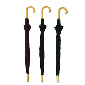 high quality big size popular auto open special wooden j handle straight umbrella