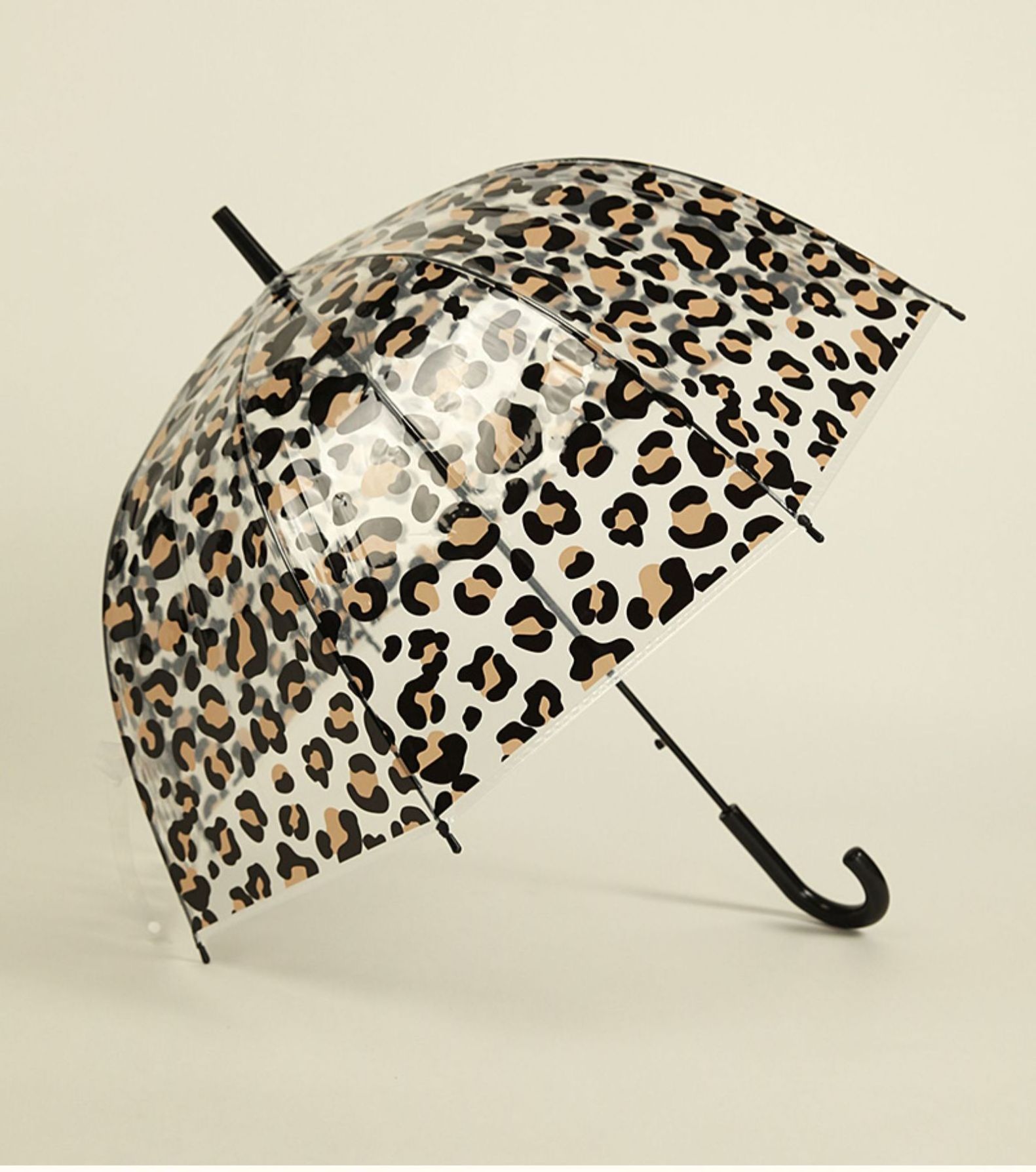 weather proof luxury brown leopard clear dome large long  rain transparent paraguas umbrella