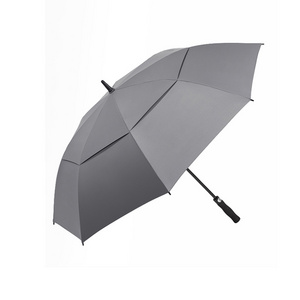 promotional premium wind resistant cheap fiberglass double layer grey golf paraguas umbrella