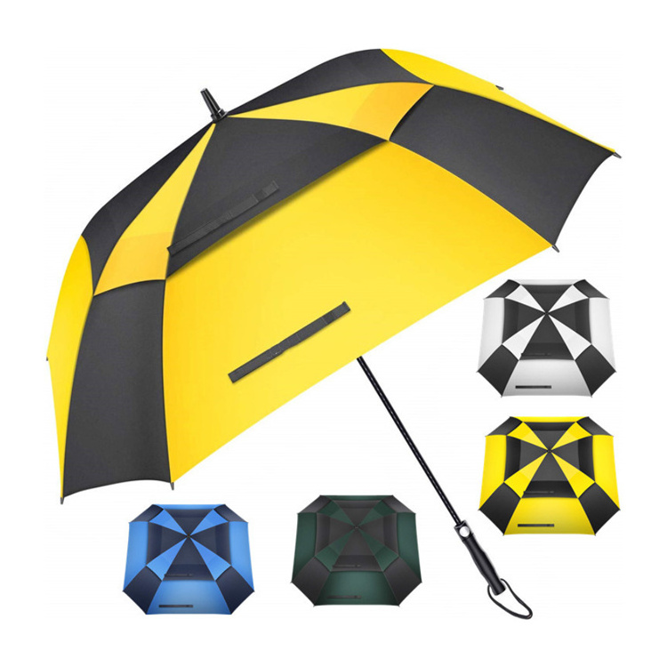 cheap custom weatherproof print oem double layer logo square vented paraguas golf umbrella with logo