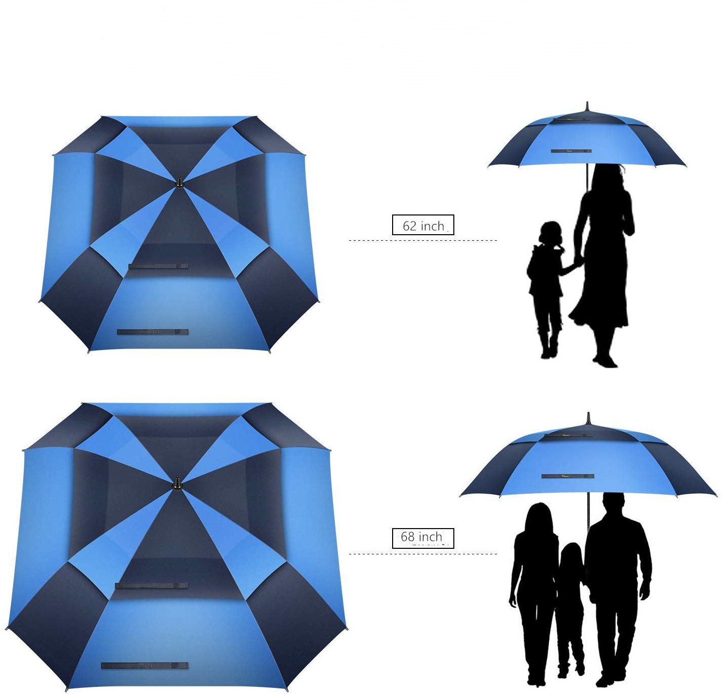 cheap custom weatherproof print oem double layer logo square vented paraguas golf umbrella with logo