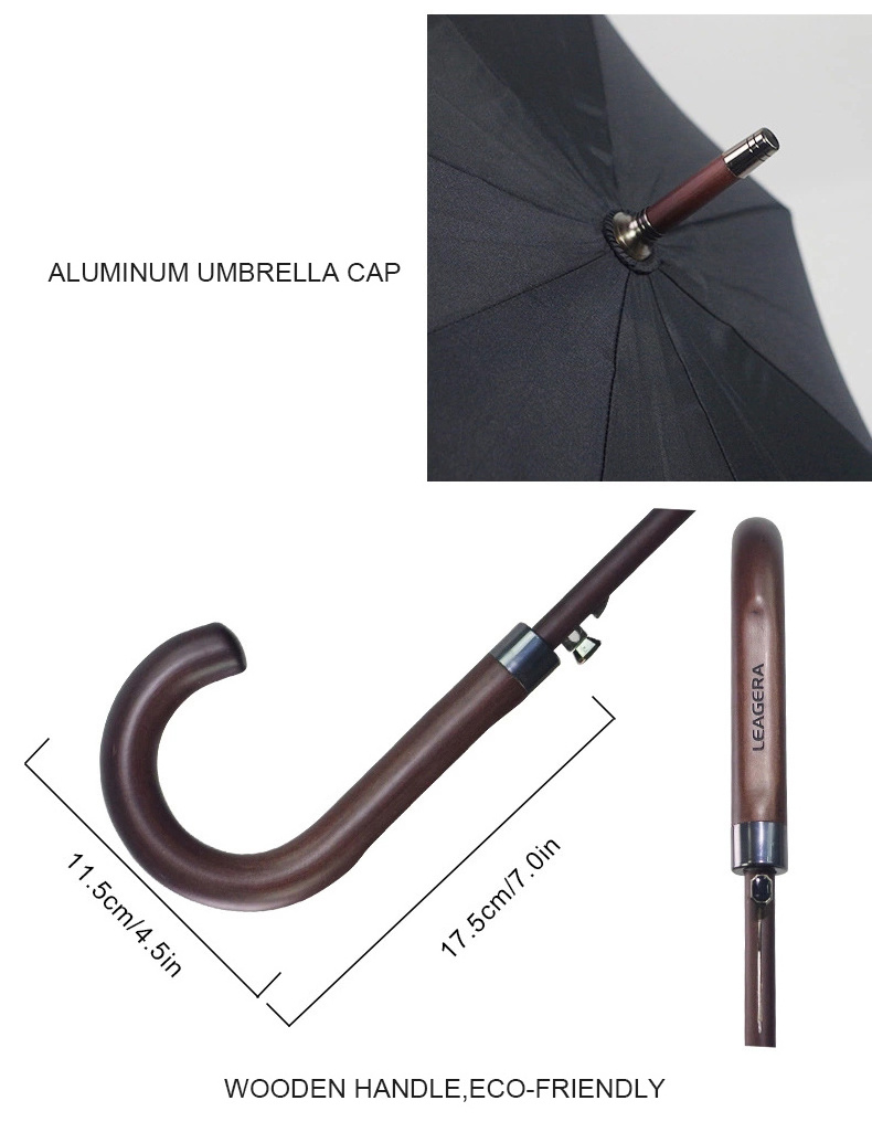 high end custom logo gift fiberglass windproof recycled wooden shaft golf umbrella with carry bag