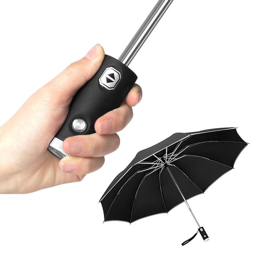 Automatic Portable Reverse Car Reflective Light Led  Luminous Windproof Folding Inverted Umbrella