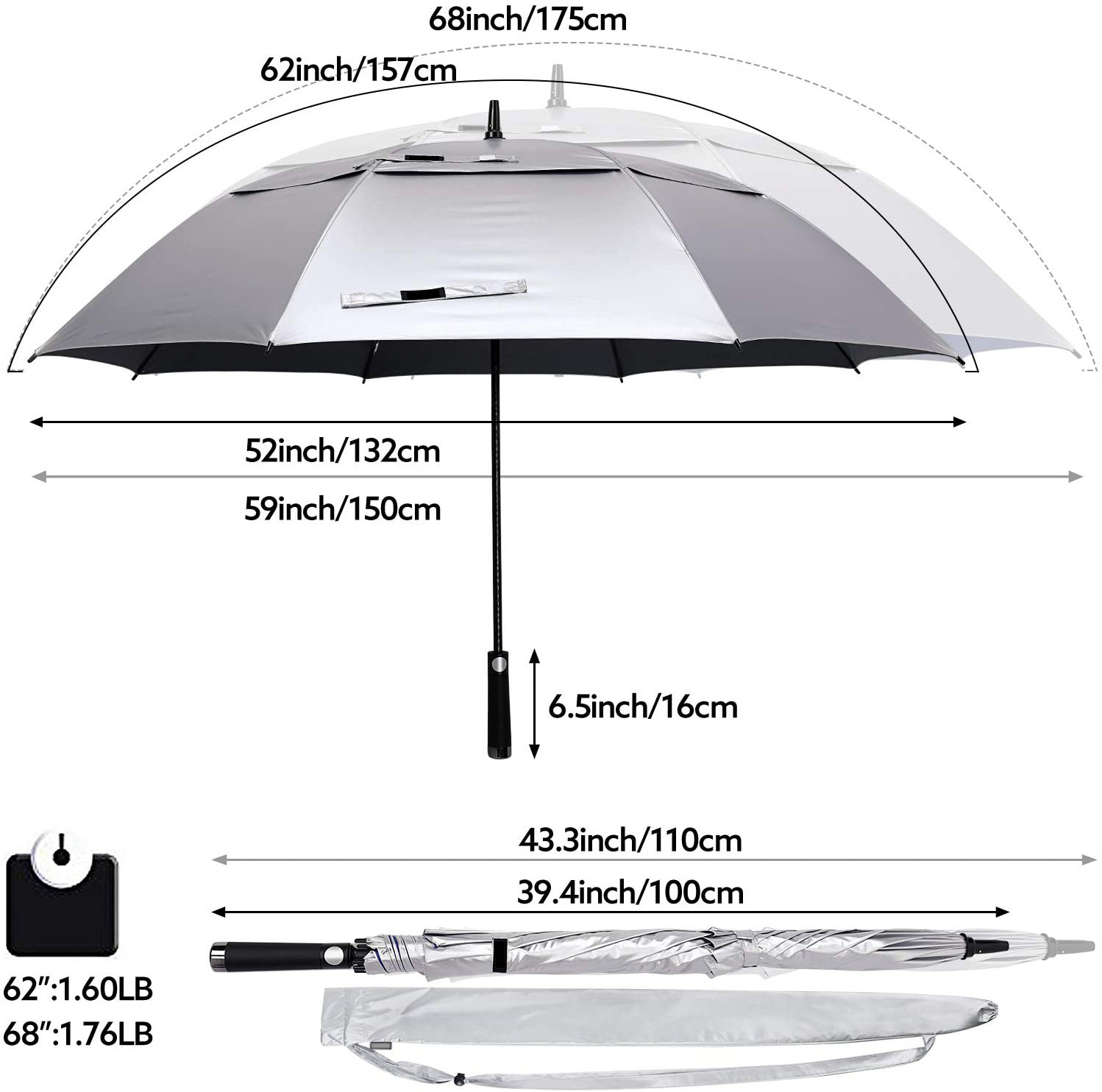 customized supplier big windproof best quality fiberglass golf umbrella