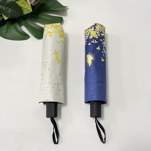 2023 flower printing women man sun umbrella with uv coated promotional creative butterfly 3 folding umbrella