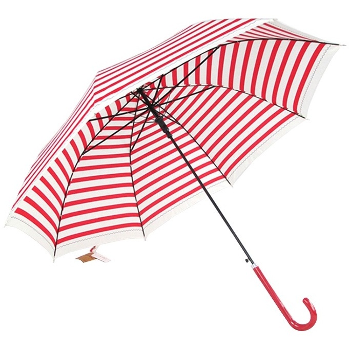 2024 High Quality Customize Logo Auto Open Windproof Walking Stick Wear Resistant Stripe Straight Golf Umbrella