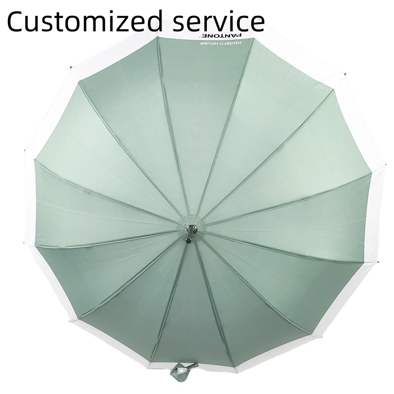 Customized Logo Heat-Transfer Printing Pongee Fiberglass Windproof Waterproof Auto-Open  Golf Lady Straight Umbrella